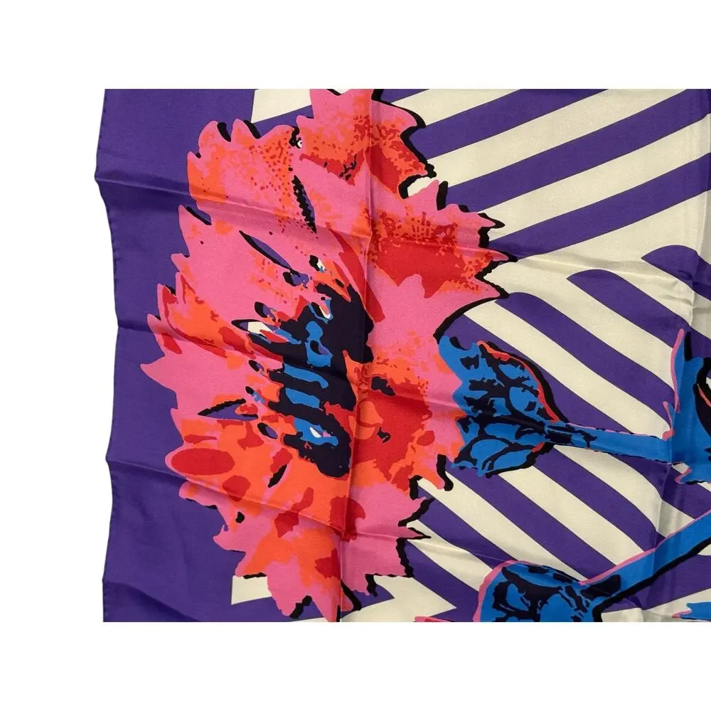 Authentic Dior D-Flower Pop Art Silk Scarf Square Floral Print